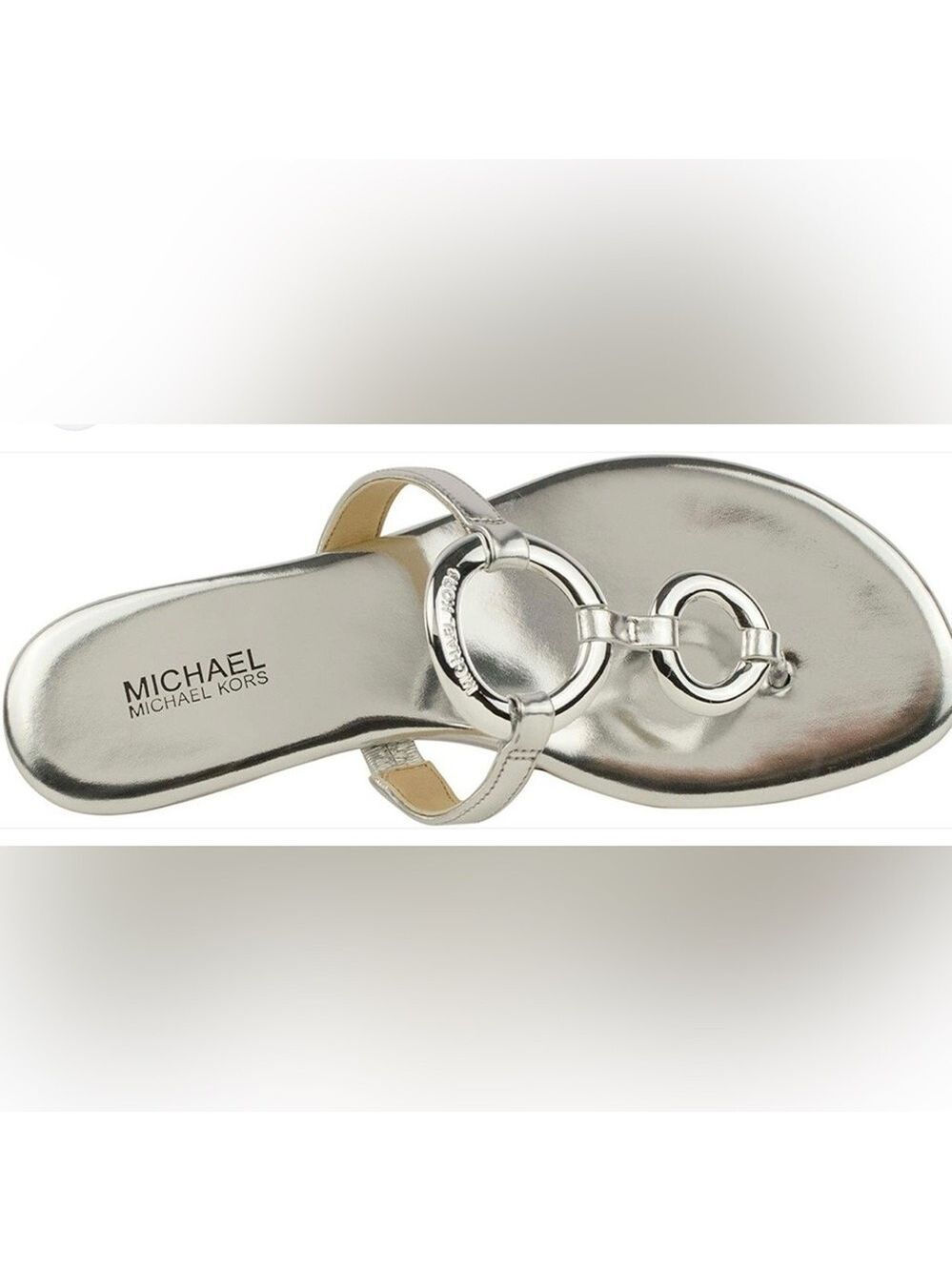 Michael Kors Silver Sandals with Metallic Accents